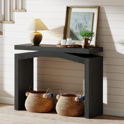 Tribesigns 40-Inch Console Table for Entryway, Farmhouse Sofa Console Behind Couch, Small Entry Table for Hallway, Foyer, Living Room, Black - color: Black