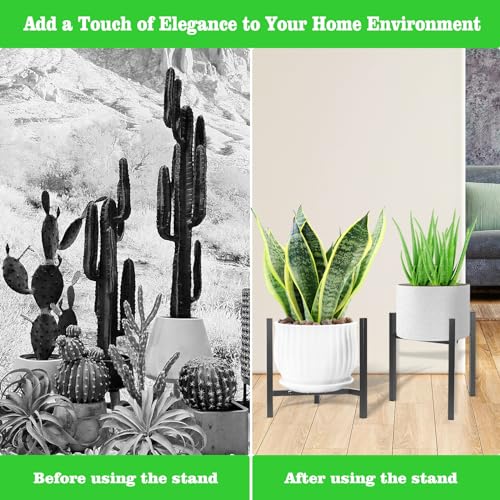 Airpark Plant Stand Indoor Adjustable, Metal Modern Plant Stand, Heavy Duty Stable Plant, Fit 8-12 inch Pots, Number of Items-2, Color-Black (Pot & Plant Not Included) - color: Black