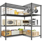 Romorgniz Storage Shelves, 1120 Load Heavy-Duty & L-Shaped, for Kitchen | 4 Tier shelf 52.4" W,Waterproof & rust-resistant,flexible L/H shaped,Tool-free Assembly, Adjustable shelves,Pantry shelf - size: 13.78"D x 52.36"W x 59"H