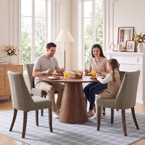 COLAMY Upholstered Dining Chairs Set of 6, Mid Century Modern Kitchen Chairs with Back, Farmhouse Fabric Side Dining Room Chairs with Wood Legs for Dining Room Restaurant, Brown - color: Brown, size: Set of 6