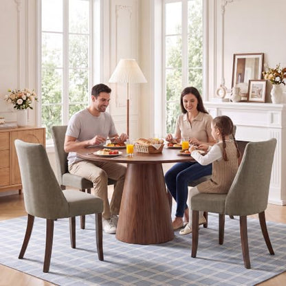 COLAMY Upholstered Dining Chairs Set of 6, Mid Century Modern Kitchen Chairs with Back, Farmhouse Fabric Side Dining Room Chairs with Wood Legs for Dining Room Restaurant, Brown - color: Brown, size: Set of 6