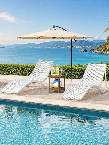 LUE BONA Small Outdoor Side Table, 2-Tier HDPE with Rail, Walnut Brown | Outdoor End Table with Rail for Patio, Deck, Poolside, Weather Resistant HDPE, Low Maintenance, Easy to Clean - color: Walnut Brown