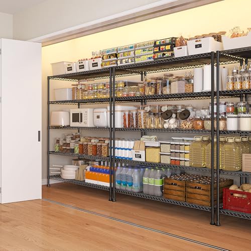 REIBII 45.5''W Storage Shelves Wire Shelving, 5 Tier Pantry Shelves for Storage Rack, Adjustable Metal Shelving for Pantry Kitchen Steel Shelving, 45.5" W x 71" H x 17.7" D - size: 45.5"W×71"H×17.7"D