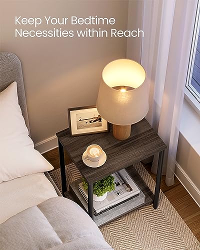 VASAGLE Side Tables Set of 2, Small End Table, Nightstand for Living Room, Bedroom, Office, Bathroom, Chestnut Brown and Classic Black ULET272B74 - color: Chestnut Brown + Classic Black