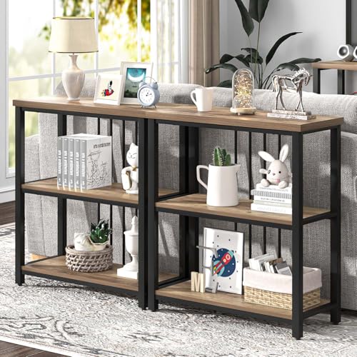 FOLUBAN Small Bookshelf and Bookcase, 3 Tier Open Book Shelf, Modern Metal and Wood Shelving Unit for Living Room Bedroom, Oak - color: Oak, size: 12.6"D x 29.5"W x 32.3"H
