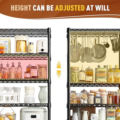 REIBII 7-Tier Metal Shelving Unit, 71’’H x 18’’W x 18’’D, 1176 LBS Weight Capacity, Adjustable Garage Shelving for Storage, Heavy Duty Shelves for Kitchen, Living Room, Bathroom etc. | 18"W x 18"D, Leveling feet, Rust-proof coating, 10-min Tool-free assem