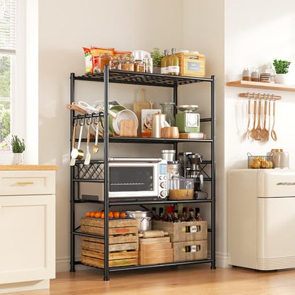DurayLoly Storage Shelves 4-Tier Large Capacity Metal Shelving with Hooks, Heavy Duty Garage Shelving Unit with Leveling Feet, Stable Metal Shelves for Pantry, Kitchen and Closet,36" W x 12" D x 60" H - size: 36" W x 12" D x 60" H (4T)