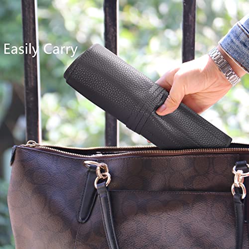 Bird&Fish Makeup Brush Case Travel, makeup brush case roll up,brush holder makeup,Holder Organizer Brushes Pouch Cosmetic Bag for Travel，Rolling Bag Storage Case PU Leather - color: New Dark Gray