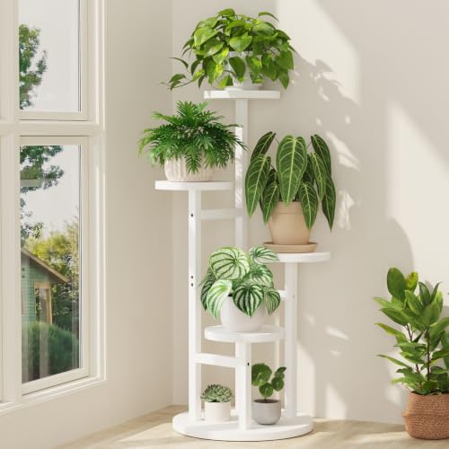 iDavosic.ly 4 Tier Plant Stand Indoor, Tiered Corner Wood Multiple Flower Holder Shelf, Tall Orchid Display Rack for Living Room Bedroom, White - color: Pine White, size: 4 Tiers