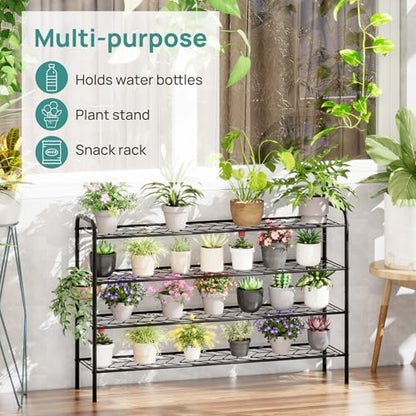 viewcare Long Shoe Rack for Closet, 4-Tier Extra Long Shoe Rack for Entryway & Garage, Black Shoe Organizer Holds 20-23 Pairs, Sturdy Metal Construction - size: 4-Tier(Extra Long)