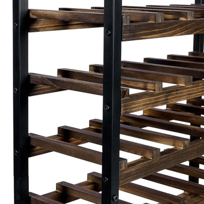 MyGift Wine Rack Freestanding Floor Stand, 6 Tier Wine Bottle Shelf - Holds up to 36 Bottles (Solid Wood)", since unit is 6 rack. - color: Solid Wood