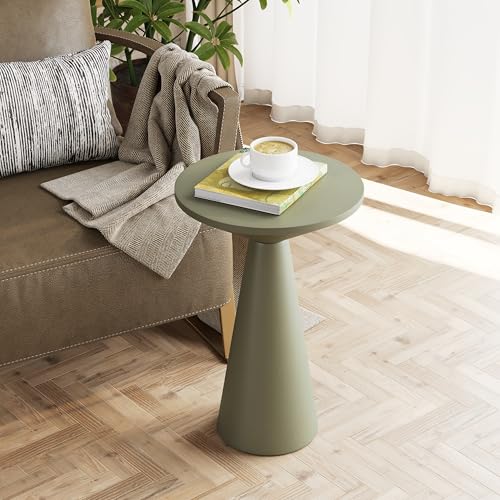 COZAYH Small Pedestal End Table Round Farmhouse Martini Table Wood Plant Stand Rustic Drink Table for Small Space Living Room, Sage Green - color: Sage Green