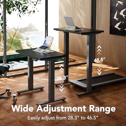 HUANUO 32x19 Inch Small Electric Standing Desk, Adjustable, Black | Compact Home Office Desk, 176lbs Heavy Duty Lifting with 4 Height Presets. M8 Screw Holes Ready for DIY Mobile Wheels - color: Black, size: 32" X 19"
