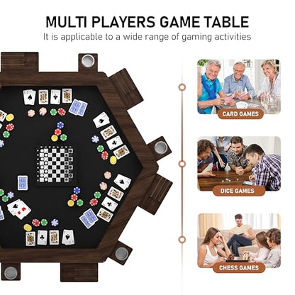 Yardenaler Board Game Table with Removable Table Top, Gaming & Dining Table for 4 to 6 Players,Includes Leatherette Play Mat, Detachable Sliding Cup Holders & Detachable Sliding Trays - size: 31.1” L x 31.1” W x 30.1” H