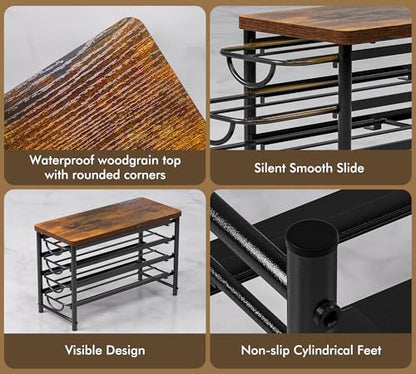 HFHOME Coffee Pod Holder with Wooden Top, Compatible with K-Cups, 4-Tier Coffee Capsule Storage Drawer, 56 Capacity Pods Organizer for Kitchen Counter, Home, Office, Black - color: Black-56 Pod