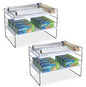 YAN & HIN 2 Pack Expandable Cabinet Organizer Shelf, 3-Tier Kitchen Cabinet Organizer for Tupperware & Food Container Storage, Adjustable Pantry Shelf Organizer for Bottles, Lids & Countertop - size: Set of 2