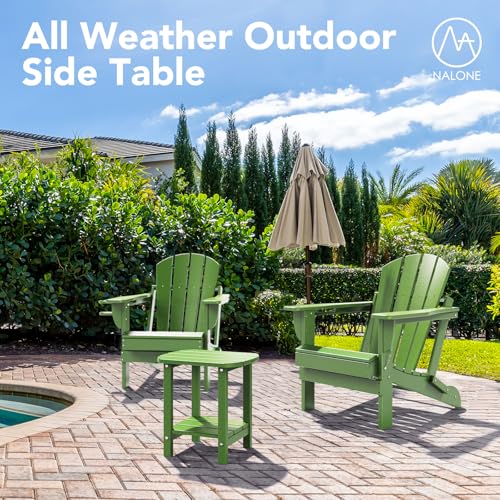 Nalone Adirondack Side Table, 16.5" Outdoor End Table, HDPE Plastic, Small for Patio (Lime) - color: Lime
