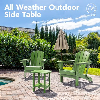 Nalone Adirondack Side Table, 16.5" Outdoor End Table, HDPE Plastic, Small for Patio (Lime) - color: Lime