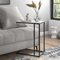 Rectangle Faux Marble Top C Table End Table for Sofa Couch and Bed Black - color: Black