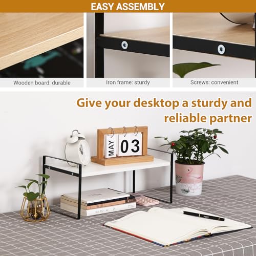 YGYQZ Desk Shelf Organizer for Top of Desk, 1-Tier Desktop Bookshelf, Black & White - color: 1-tier Black/White