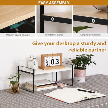YGYQZ Desk Shelf Organizer for Top of Desk, 1-Tier Desktop Bookshelf, Black & White - color: 1-tier Black/White