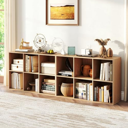 Giantex 6-Cube Bookcase, 3-Tier Cubby Bookshelf, Horizontal Vertical Display Rack with Anti-Tipping Kits, Modern Storage Organizer Shelf Unit for Bedroom, Living Room, Study Room, Natural | Horizontal Vertical Display Rack with Anti-Tipping Kits, Modern S