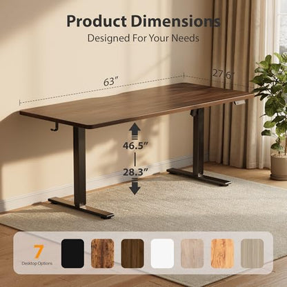 Cubiker Standing Desk, 63x28 Inches Sit Stand Home Office Desk, Electric Stand up Desk, Adjustable Desk with Splice Board, Black Frame/Black Walnut Top - color: Black Walnut, size: 63x28