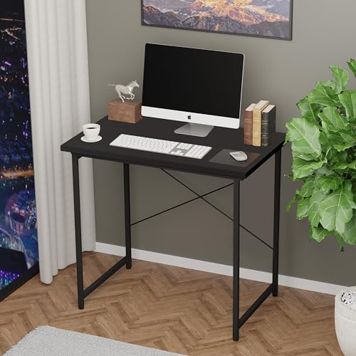 Small Space Writing Desk with Headphone Hooks, Modern Simple Design, Suitable for Study, Home Office and Living Room - color: Basic Black, size: 32 Inch