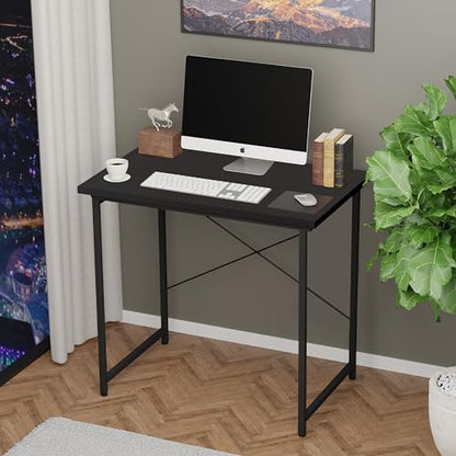 Small Space Writing Desk with Headphone Hooks, Modern Simple Design, Suitable for Study, Home Office and Living Room - color: Basic Black, size: 32 Inch