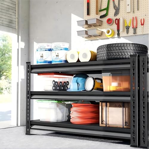 Utility Storage Garage Shelving - 40'' Wide 1350 Lbs Heavy Duty 3 Tier Metal Shelves Adjustable - Freestanding Rack Units for Basement Kitchen Pantry - Black 40" W x 16" D x 36" H - size: 40"Wx16"D-3T-BK