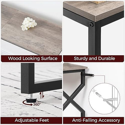 MAHANCRIS 44.9" Sofa Table, 9.4" Narrow Console Table with Charging Station, Couch Table Behind Sofa with Outlet, Entryway Table with Display Shelf, Living Room, Greige CTHG113E01 - color: Greige + Black