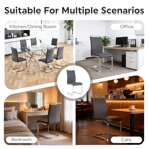 Baysitone Modern Dining Chairs Set of 2, Side & Kitchen Chairs with Faux Leather Padded Seat High Back, for Dining, Kitchen, Living Room - Grey - color: Grey, size: Set of 2