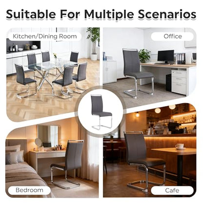 Baysitone Modern Dining Chairs Set of 2, Side & Kitchen Chairs with Faux Leather Padded Seat High Back, for Dining, Kitchen, Living Room - Grey - color: Grey, size: Set of 2
