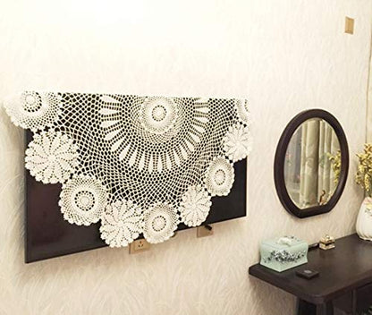 Damanni Cotton Handmade Crochet Lace Tablecloth Doilies Doily,Round,Beige,35 Inch - color: Beige, size: 35" (Round)