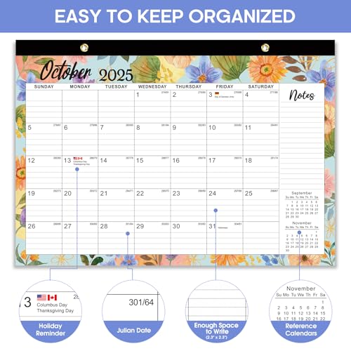 Desk Calendar 2026-2027, 21-Month Calendar Runs Unitl June 2027, Large 17" x 12" Monthly Desktop & Wall Calendar for Home & Office - Botanic Whimsy - color: b-Botanic Whimsy, size: Oct 2025-jun 2027