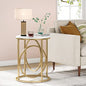 Tribesigns Round End Table, 20" Modern Sofa Side Table with Gold Base, Faux Marble Accent Table Bedside Table Nightstand for Living Room, Bedroom, White and Gold - color: White and Gold, size: 1-PC