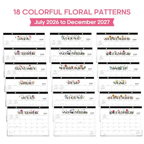 Desk Calendar 2026-2027, 18-Month Calendar Runs from July 2026 to December 2027, Large 17" x 12" Monthly Desktop & Wall Calendar for Home & Office - Soft Botanica - color: i-Soft Botanica, size: Jul 2026 – Dec 2027