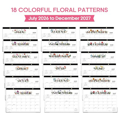 Desk Calendar 2026-2027, 18-Month Calendar Runs from July 2026 to December 2027, Large 17" x 12" Monthly Desktop & Wall Calendar for Home & Office - Soft Botanica - color: i-Soft Botanica, size: Jul 2026 – Dec 2027