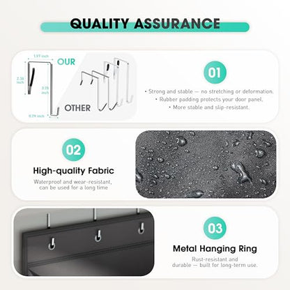 WVM Over The Door Shoe Organizer with Large Deep Pockets, Hanging Closet Shoe Rack for Large Shoes, Boots, Multifunctional Entryway Door Hanger with Hooks - style: New Grey