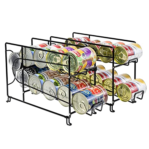 SUFAUY Beverage Can Dispneser Organizer, Stackable Shelves for Storage for Pantry, Black- 2 Pack - color: Black