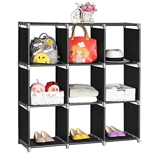 Hatchsun 9-Cube Modular Storage Organizer, Storage Rack, Bedroom Living Room Vertical Assembled Cabinet Bookshelf, Double Row 9-Grid Multi-Functional Storage Equipment