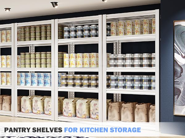 Raybee Storage Shelves, 2000LBS Garage Shelving,White Metal Shelves, 5 Tier Adjustable Heavy Duty Shelving for Pantry Kitchen Closet Basement Warehouse 16.5" D x 32" W x 63" H - size: 16.5"D x 32"W x 63"H,White