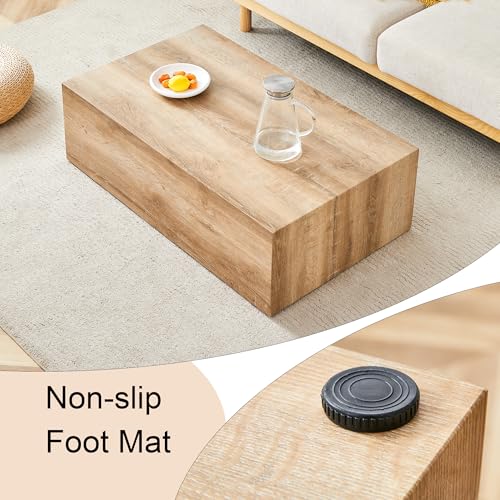 39"Rectangular Compact Coffee Table,Small Cube End Table,Modern Side Table with Stylish Wood Grain Pattern,Minimalist Accent Table for Living Room,Office,Apartment,Nightstand(Light Wood,39") - color: Light Wood,39"