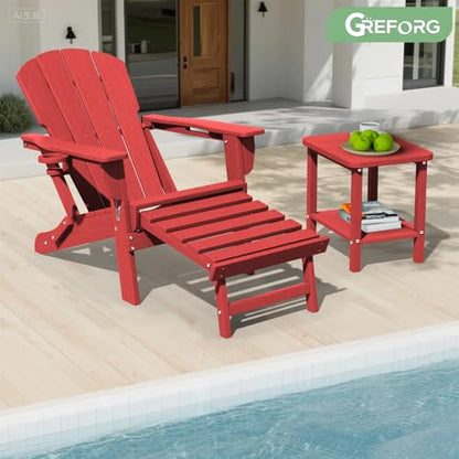 Patio Side Table, Small Rectangular HDPE Adirondack End Table for Outdoor Use in Pool, Garden, Lawn, Backyard,Red - color: Red