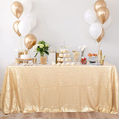 ShiDianYi Matte Gold 70x70-Inch Elegant Sequin Table Cover - Square Table Cloth for Party - color: Matte Gold, size: 70" x 70" (Square)