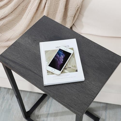 AMHANCIBLE C Shaped End Tables Set of 2, Couch Side Tables that Slide Under Sofa, Slim TV Trays for Living Room and Bedroom, Narrow Space Saving Laptop Workstation, Dark Grey HET02BDG - color: Dark Grey