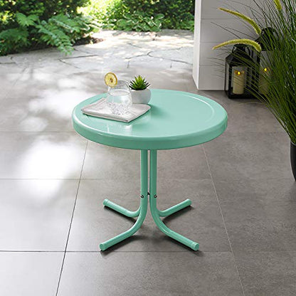Crosley Furniture Griffith Weather Resistant Retro Metal Outdoor Side Table for Patio, Deck, Porch, Aqua - color: Aqua