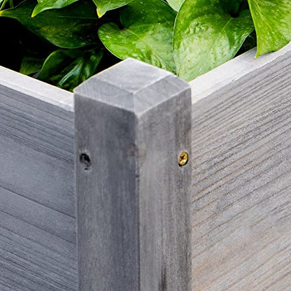 Outsunny Raised Garden Bed with 3 Planter Box, Elevated Wooden Plant Stand with Drainage Holes, for Vegetables, Herb and Flowers, Gray - color: Gray, size: 6.04' x 1.48' x 2.63'