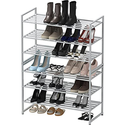 Simple Houseware 3-Tier Stackable Metal Panel Shoes Rack, Silver - color: Silver, style: Metal Panel
