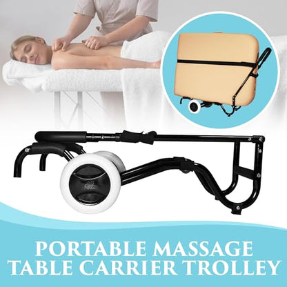 Sporty Massage Table Cart by NRG - Portable Massage Table Carrier Trolley with Rubber Wheels, Telescoping Handle and Strap - Fits All Brands - Sturdy, Light, Durable - Fully Assembled, Ready to Use
